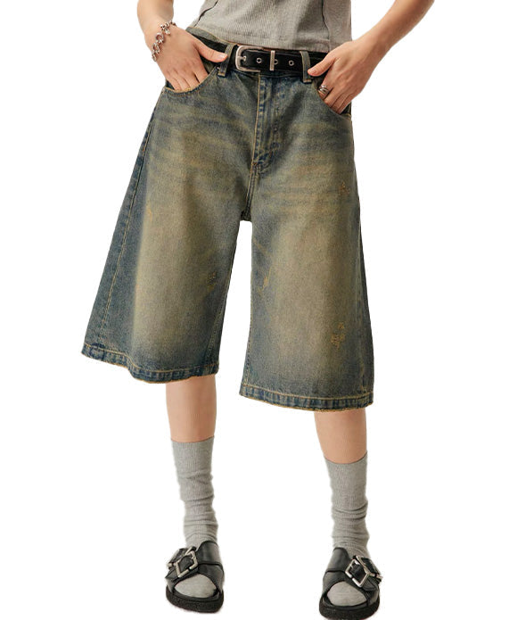 BAKYARDER Vintage Wash Distressed Loose 34 Denim Pants