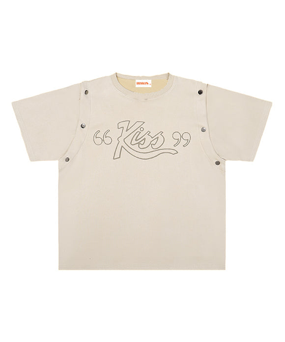 BAKYARDER Retro Letter Print Detachable Vest T-Shirt