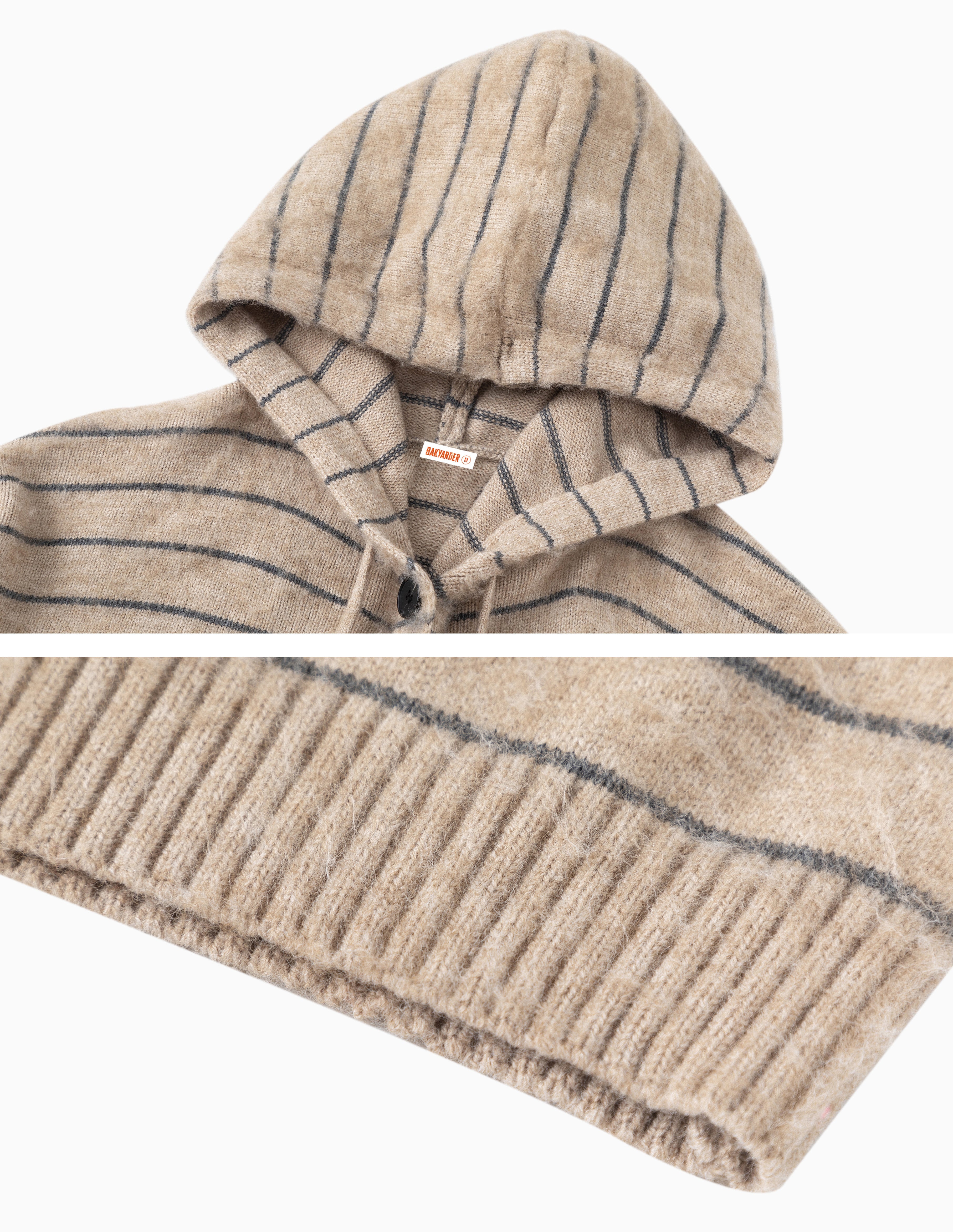 BAKYARDER Vintage Striped Hooded Loose-Fit Cardigan Sweater