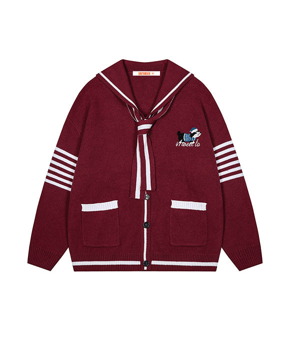 BAKYARDER Puppy Embroidered Cardigan Sweater