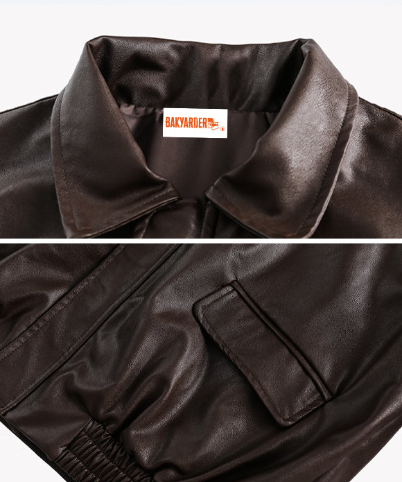 BAKYARDER Vintage PU Leather Jacket