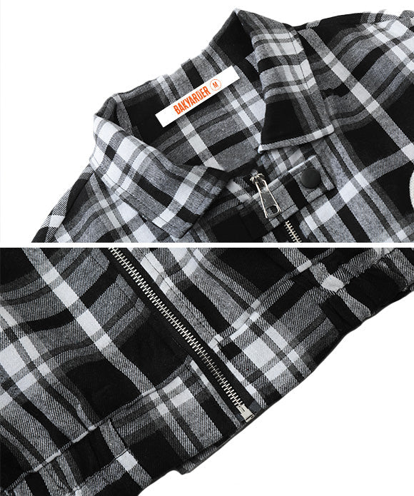 BAKYARDER Vintage Letter and Plaid Jacket