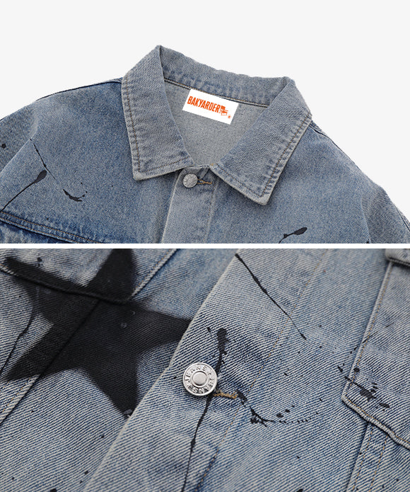 BAKYARDER Vintage Star Graffiti Denim Jacket