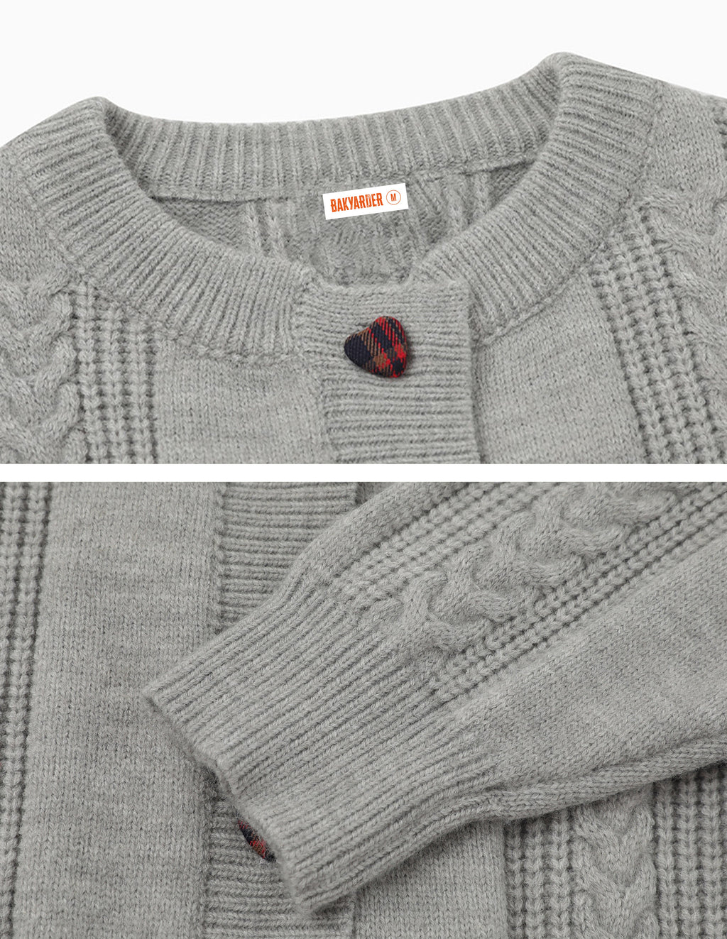 BAKYARDER Vintage Versatile Embroidered Cable Knit Cardigan Sweater