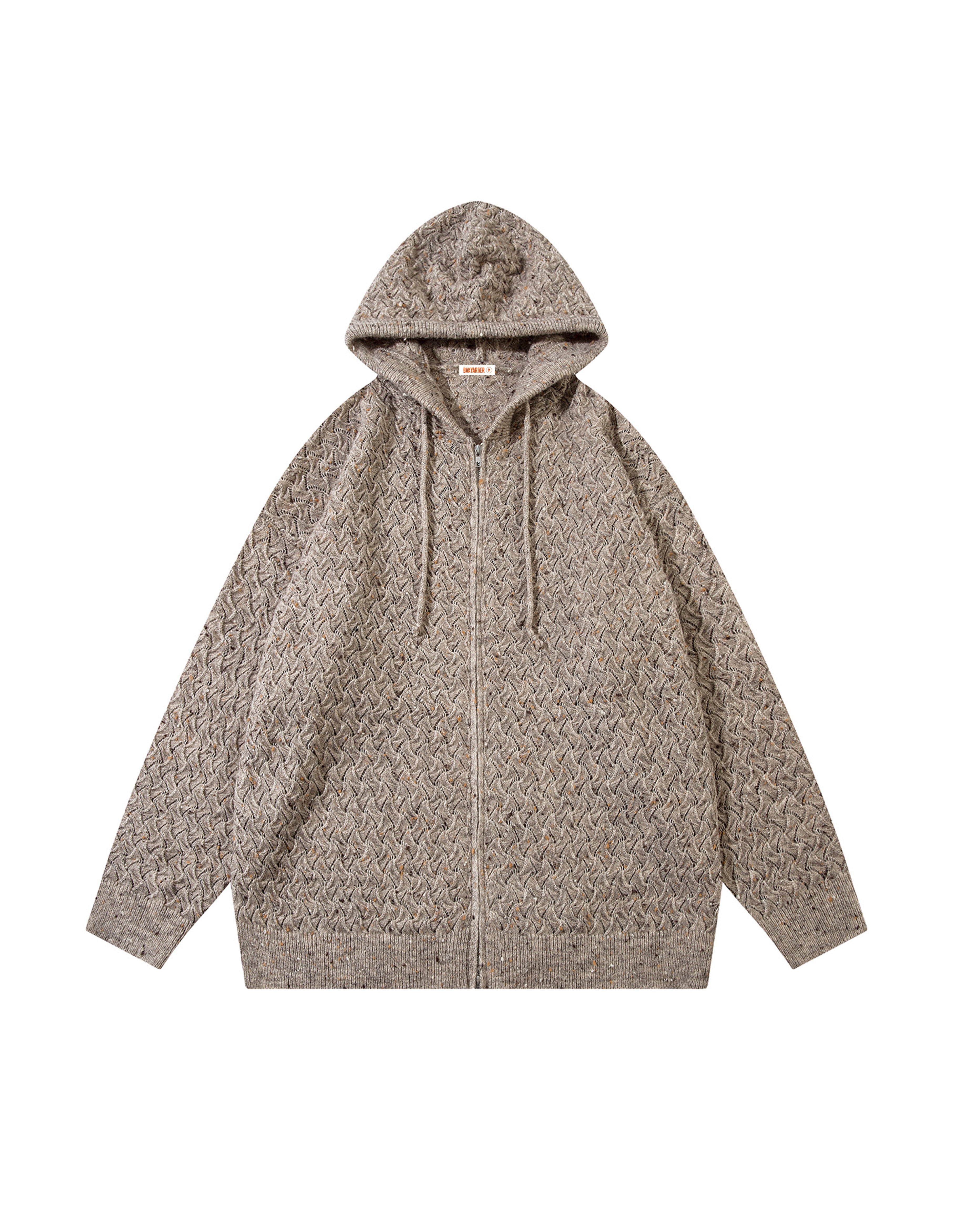 BAKYARDER Vintage Lazy-Style Hooded Zip-Up Cardigan Sweater