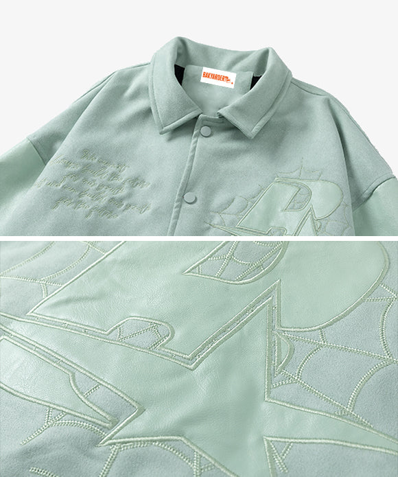 BAKYARDER Vintage Letter Texture Collar Jacket