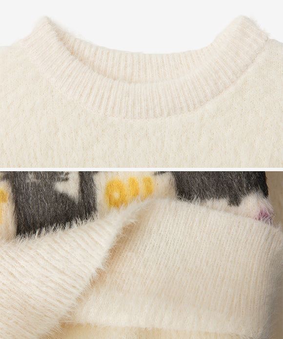 BAKYARDER Vintage Fun Cat Sweater