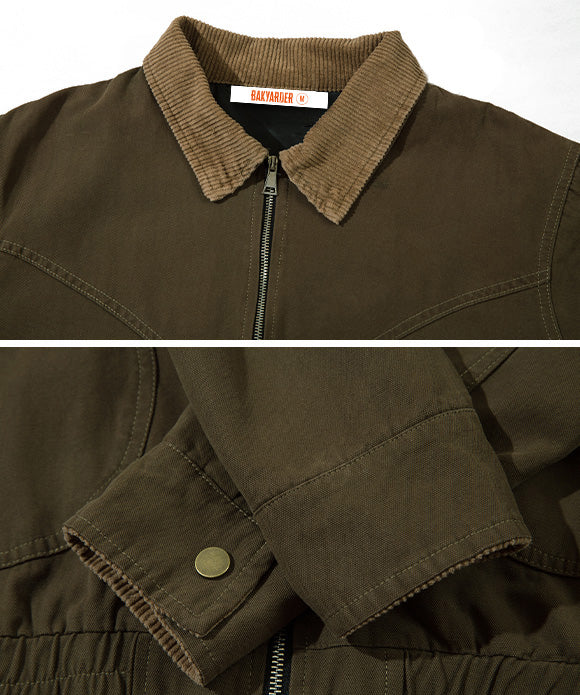 BAKYARDER Vintage Turn-Down Collar Cargo Jacket
