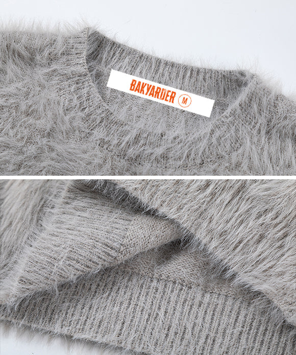 BAKYARDER Retro Fun Cat Fuzzy Sweater