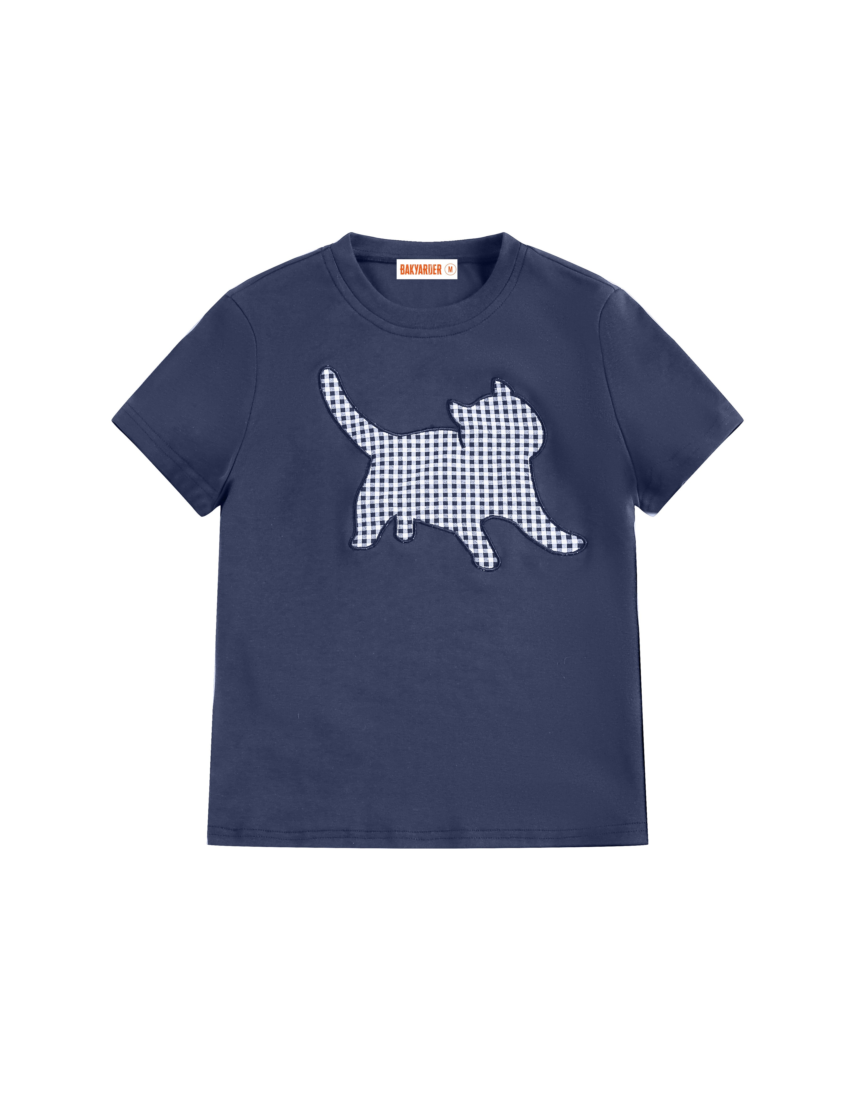 BAKYARDER Cat Plaid Embroidered Tee