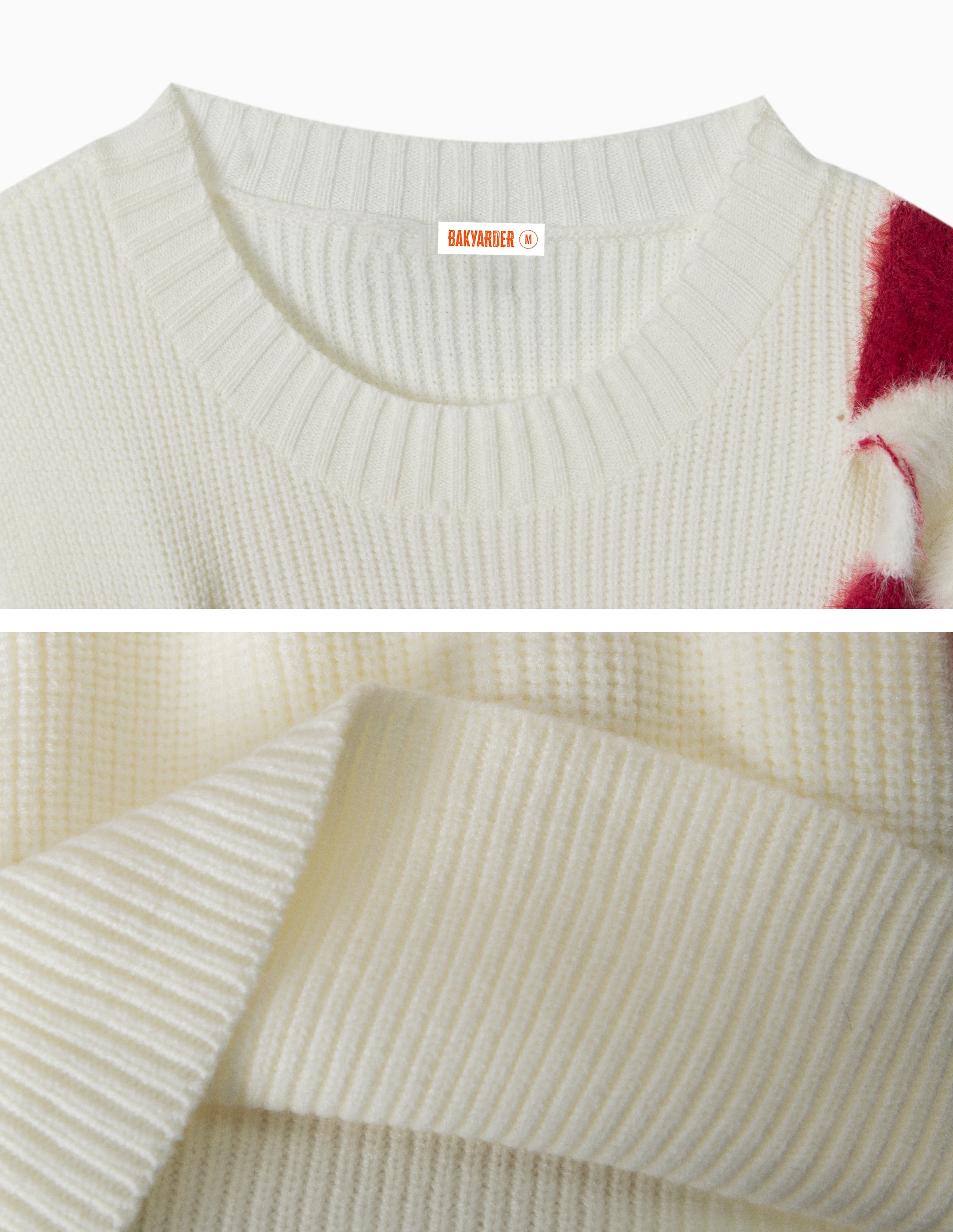 BAKYARDER Christmas Striped Star Scarf Off-Shoulder Sweater