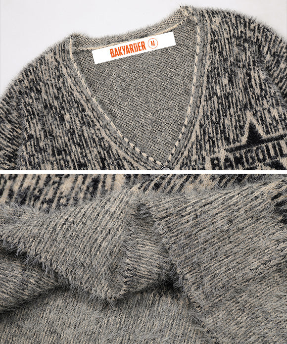 BAKYARDER Vintage Star Jacquard Cardigan Sweater