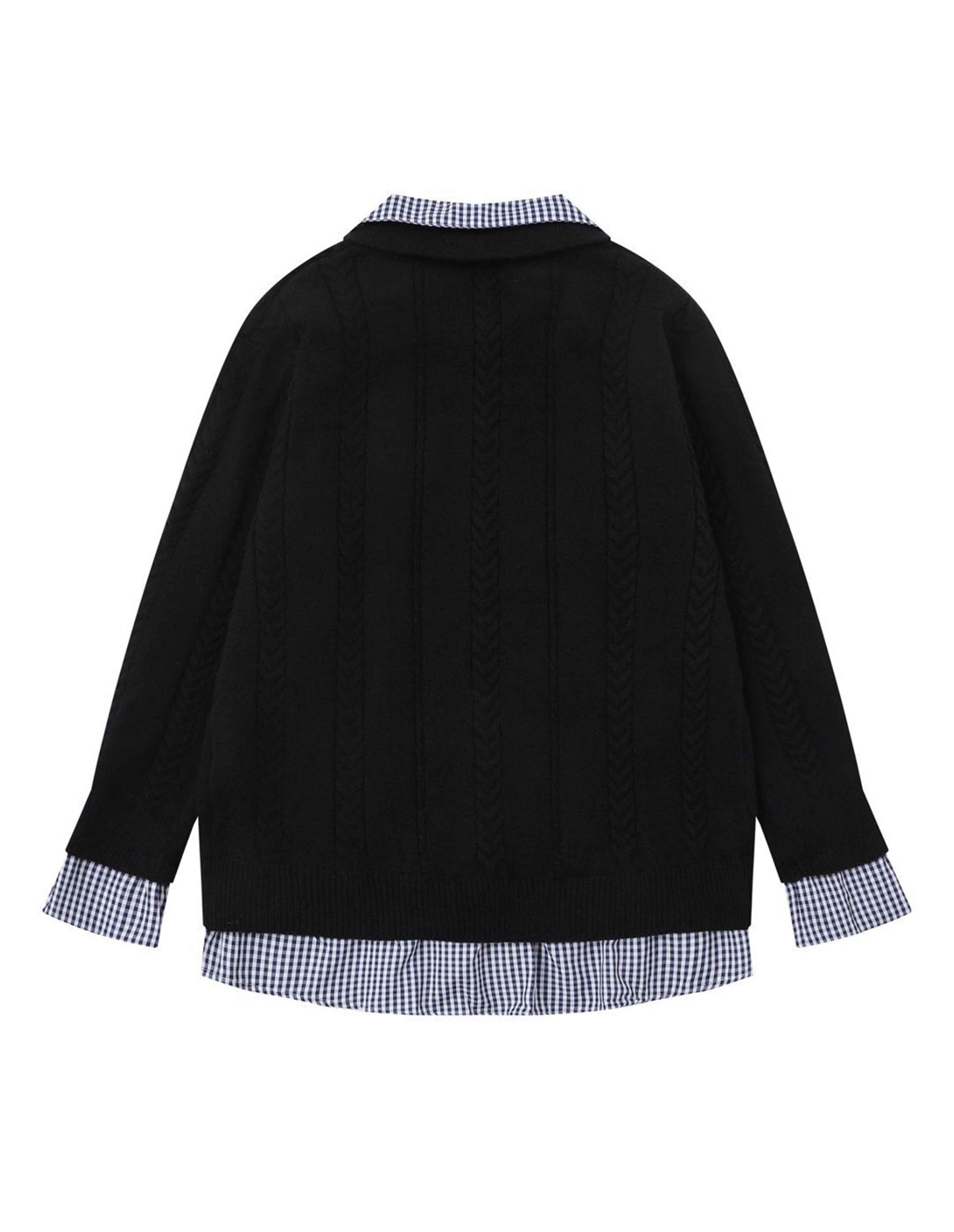 BAKYARDER Vintage Two-in-One Cable-Knit Cardigan Sweater