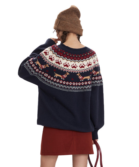 BAKYARDER  Vintage Dog Jacquard Sweater