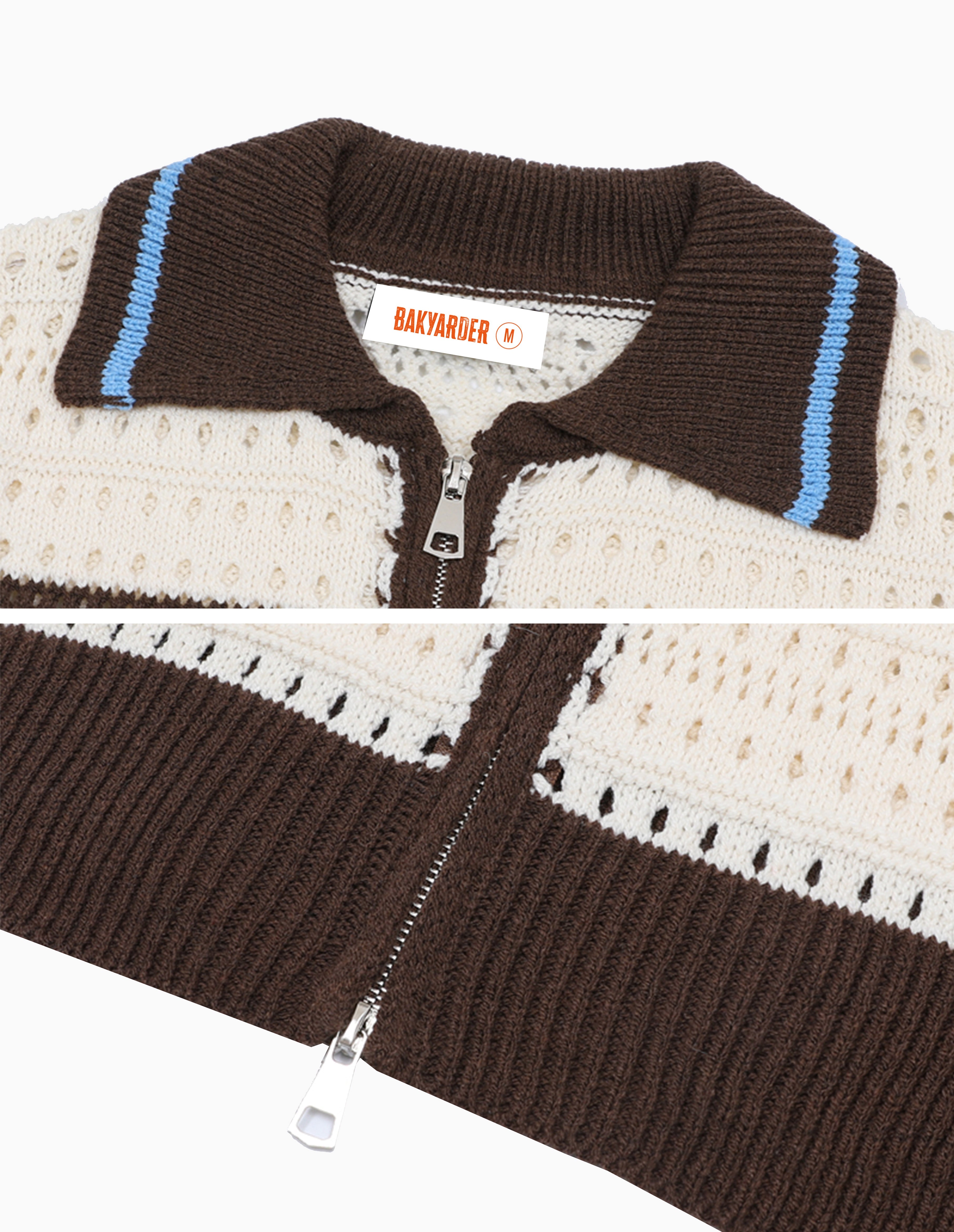 BAKYARDER Vintage Striped Color-Block Cardigan Sweater