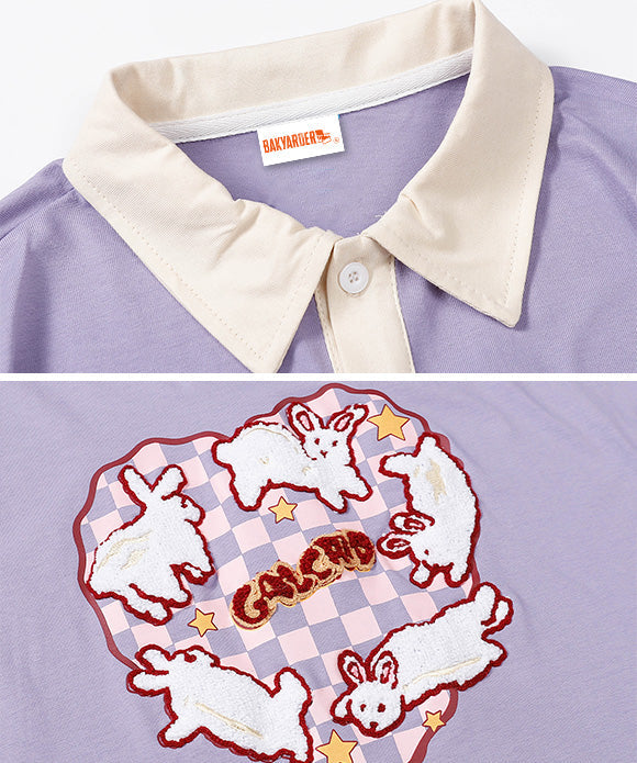 BAKYARDER Childlike Rabbit Short Sleeve T-shirt