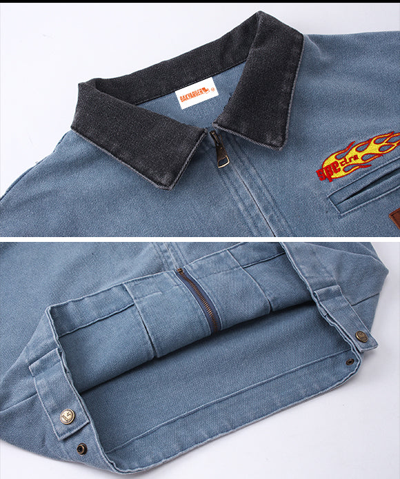 BAKYARDER Vintage Washed Embroidered Work Jacket-
