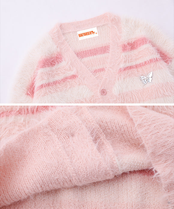 BAKYARDER Vintage Mohair Ombre Stripe Cardigan