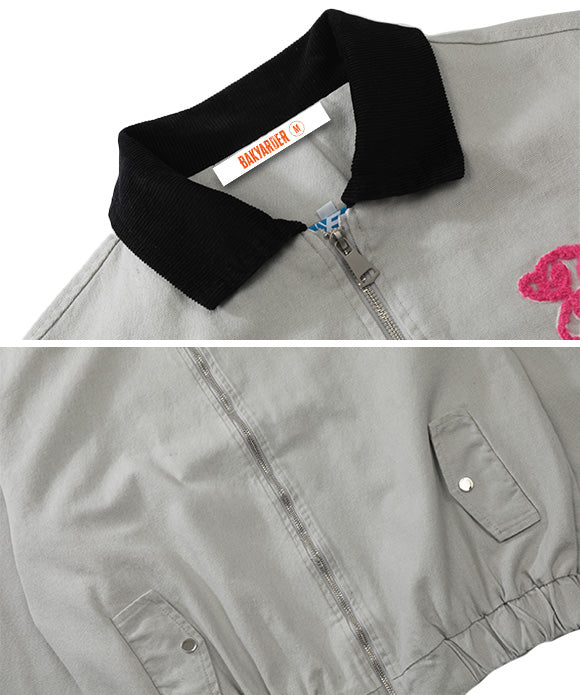 BAKYARDER Vintage Letter Embroidery Casual Jacket