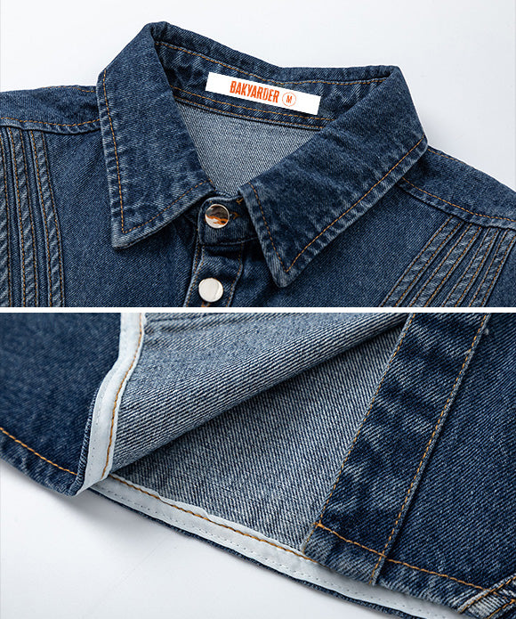BAKYARDER Vintage Washed Utility Denim Jacket