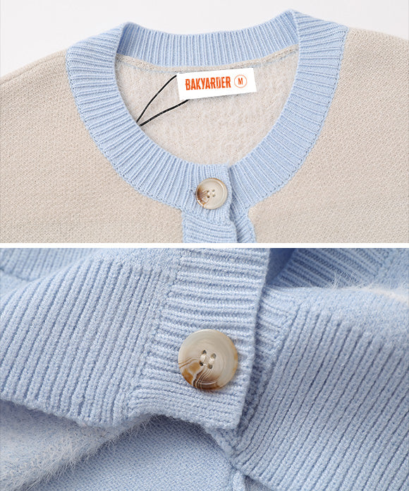 BAKYARDER  Vintage Color-Block Bow Knot Cardigan Sweater