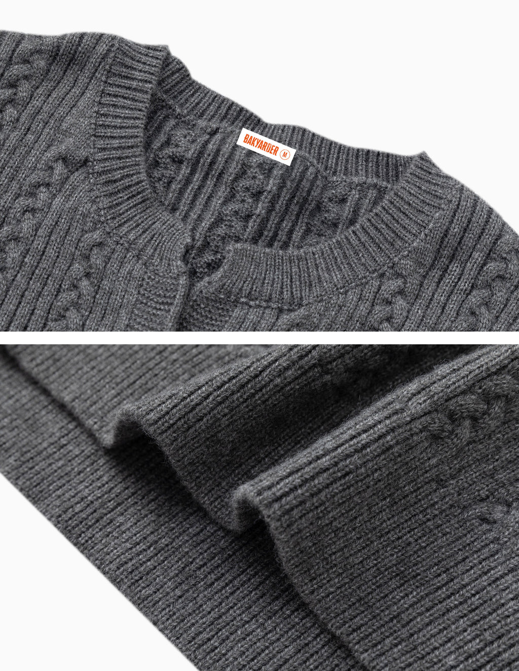 BAKYARDER Vintage V-Neck Cable Knit Pullover Sweater