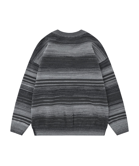 BAKYARDER Street Striped Gradient Cardigan