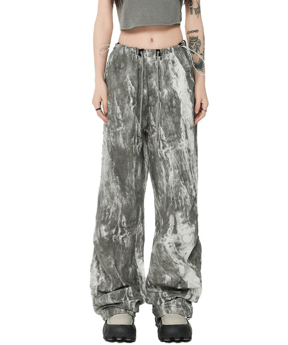 BAKYARDER Vintage Tie-Dye Drawstring Cargo Pants