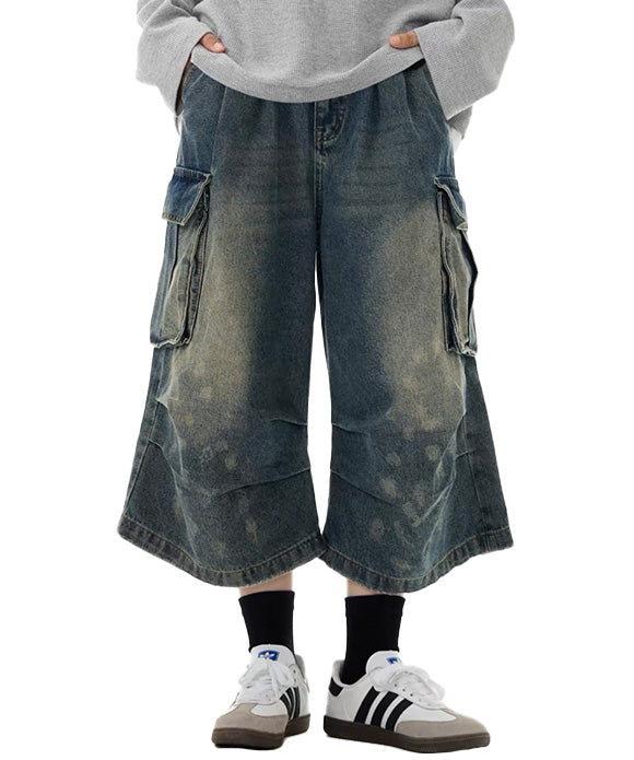 BAKYARDER Vintage Pleated Cargo Cropped Pants