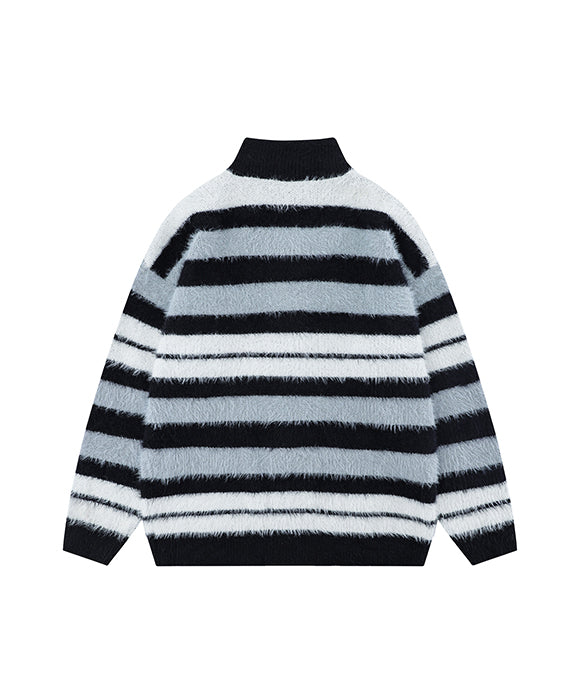 BAKYARDER Rainbow Striped Zip-up Cardigan