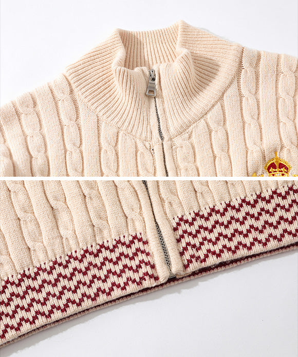 BAKYARDER Vintage Color-Block Knitted Cardigan