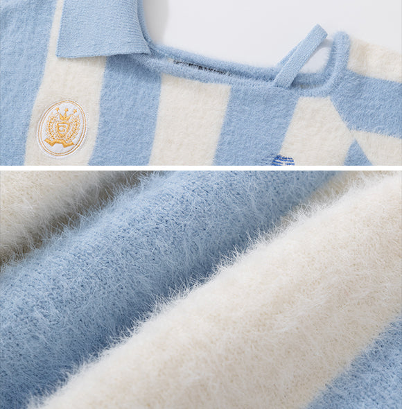 BAKYARDER Vintage Striped Off-Shoulder Sweater