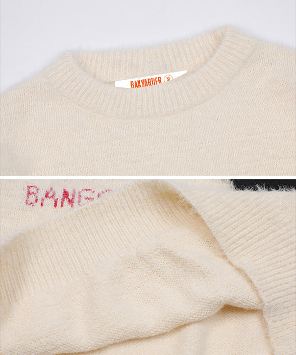 BAKYARDER Vintage Cat Jacquard Sweater