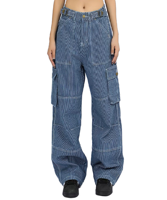 BAKYARDER Vintage Striped Workwear Denim Pants