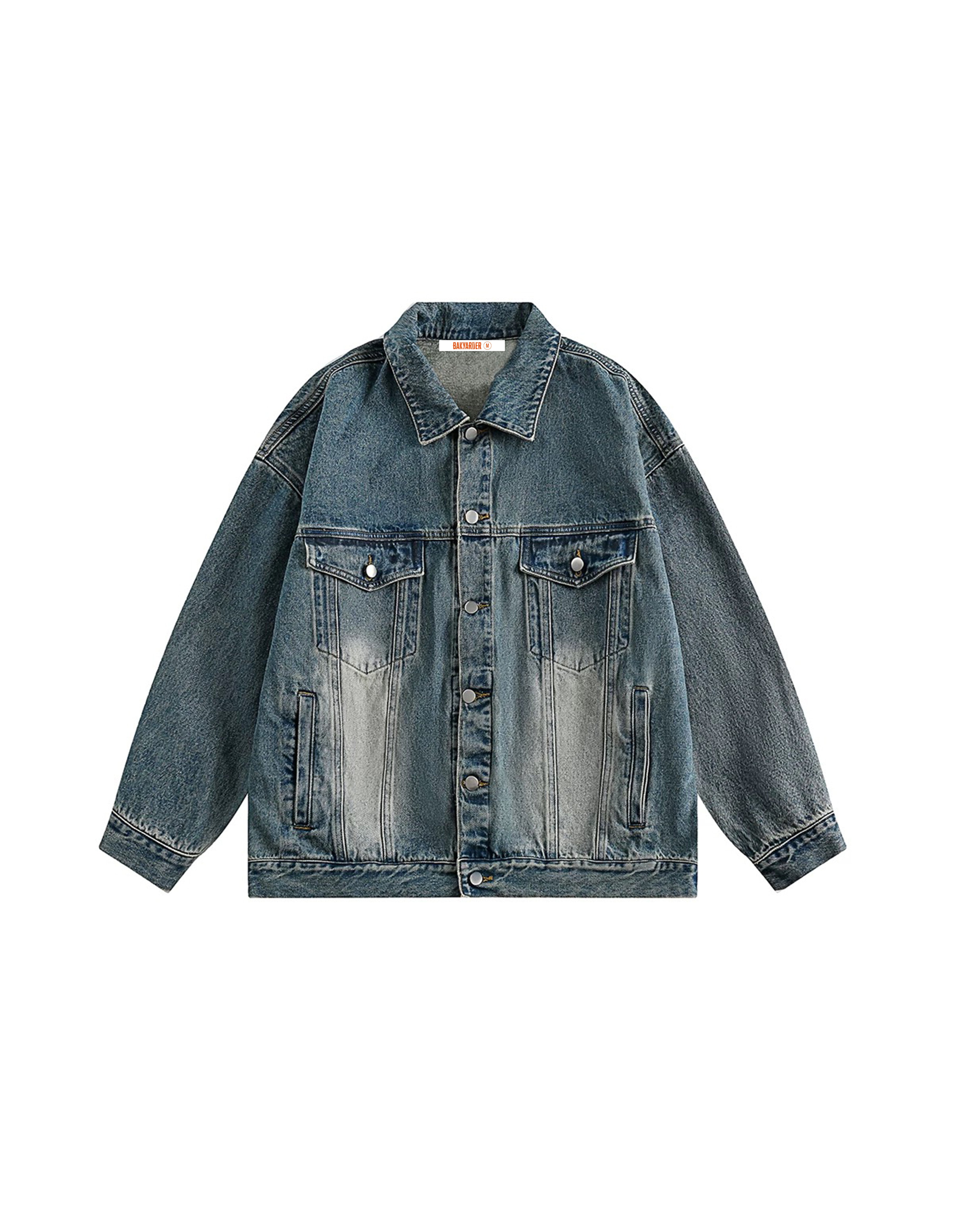 BAKYARDER Vintage Polo Collar Denim Jacket