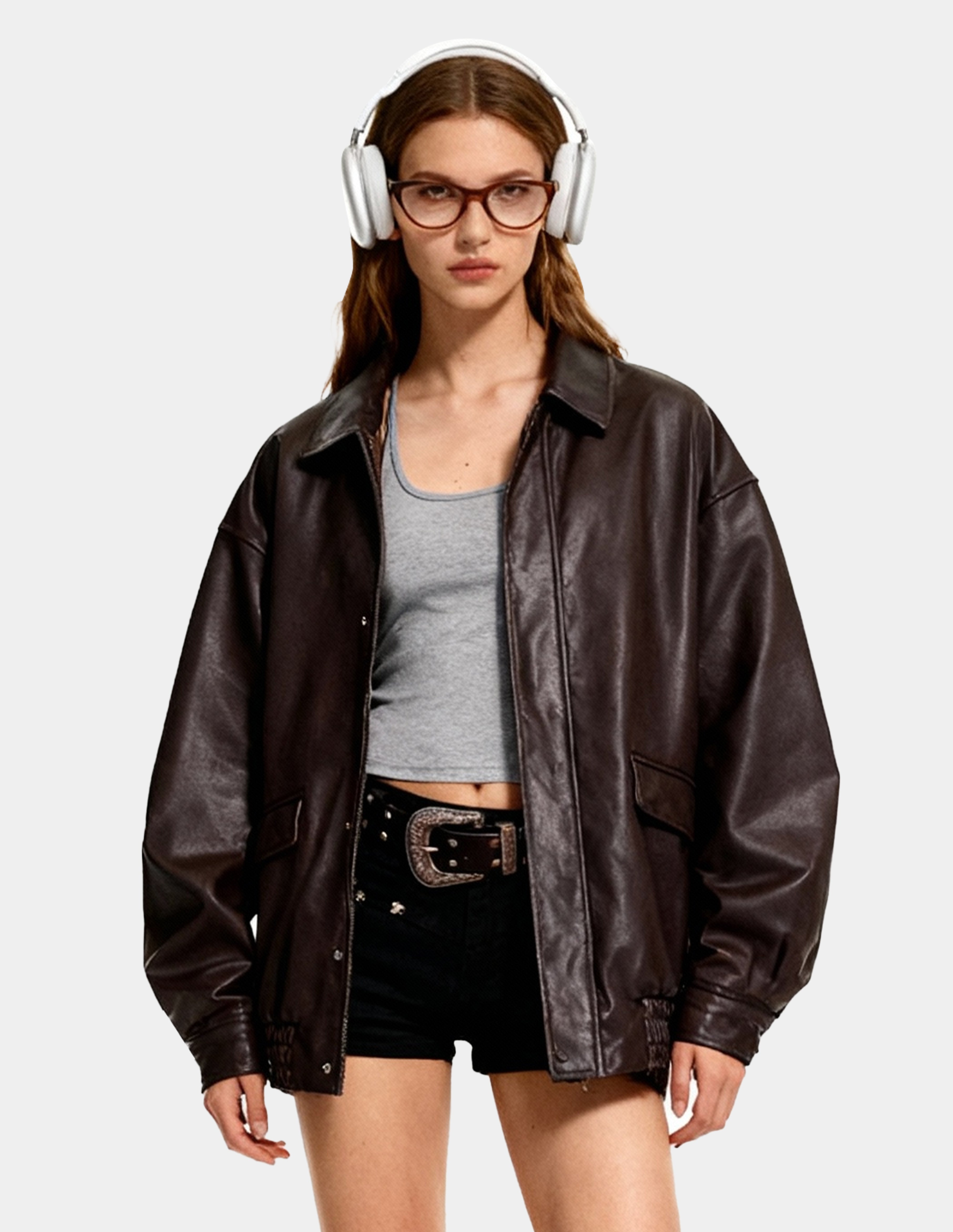 BAKYARDER Vintage PU Leather Jacket