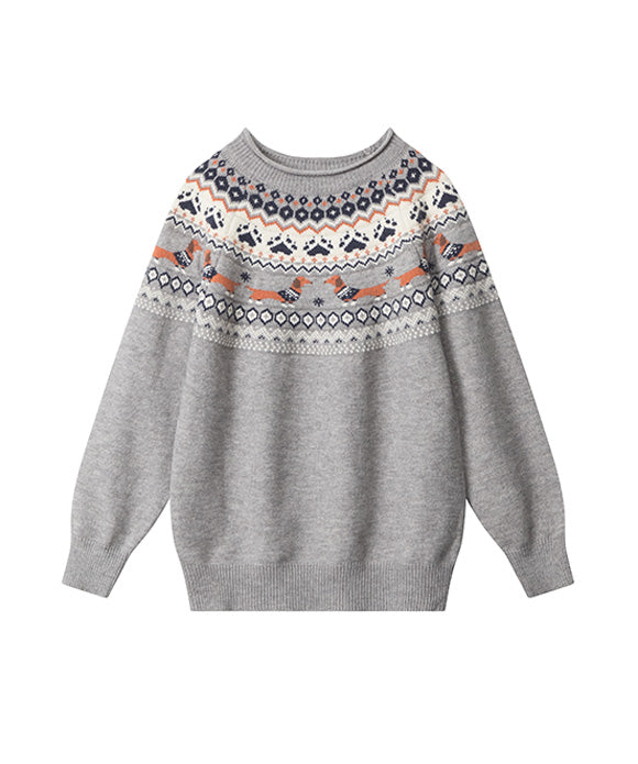 BAKYARDER  Vintage Dog Jacquard Sweater
