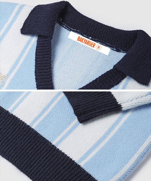 BAKYARDER Vintage Letter Striped Sweater