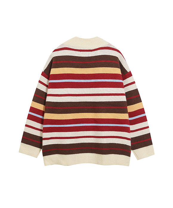 BAKYARDER Vintage Colorblock Striped Cardigan Sweater