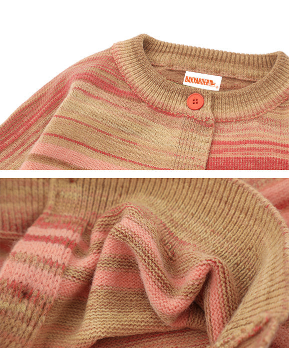 BAKYARDER Street Striped Gradient Cardigan