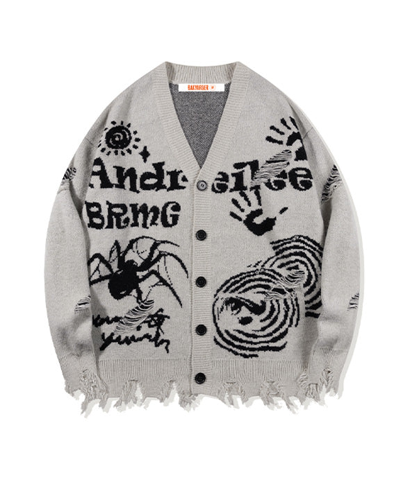 BAKYARDER Vintage Cozy Letter Cardigan Sweater