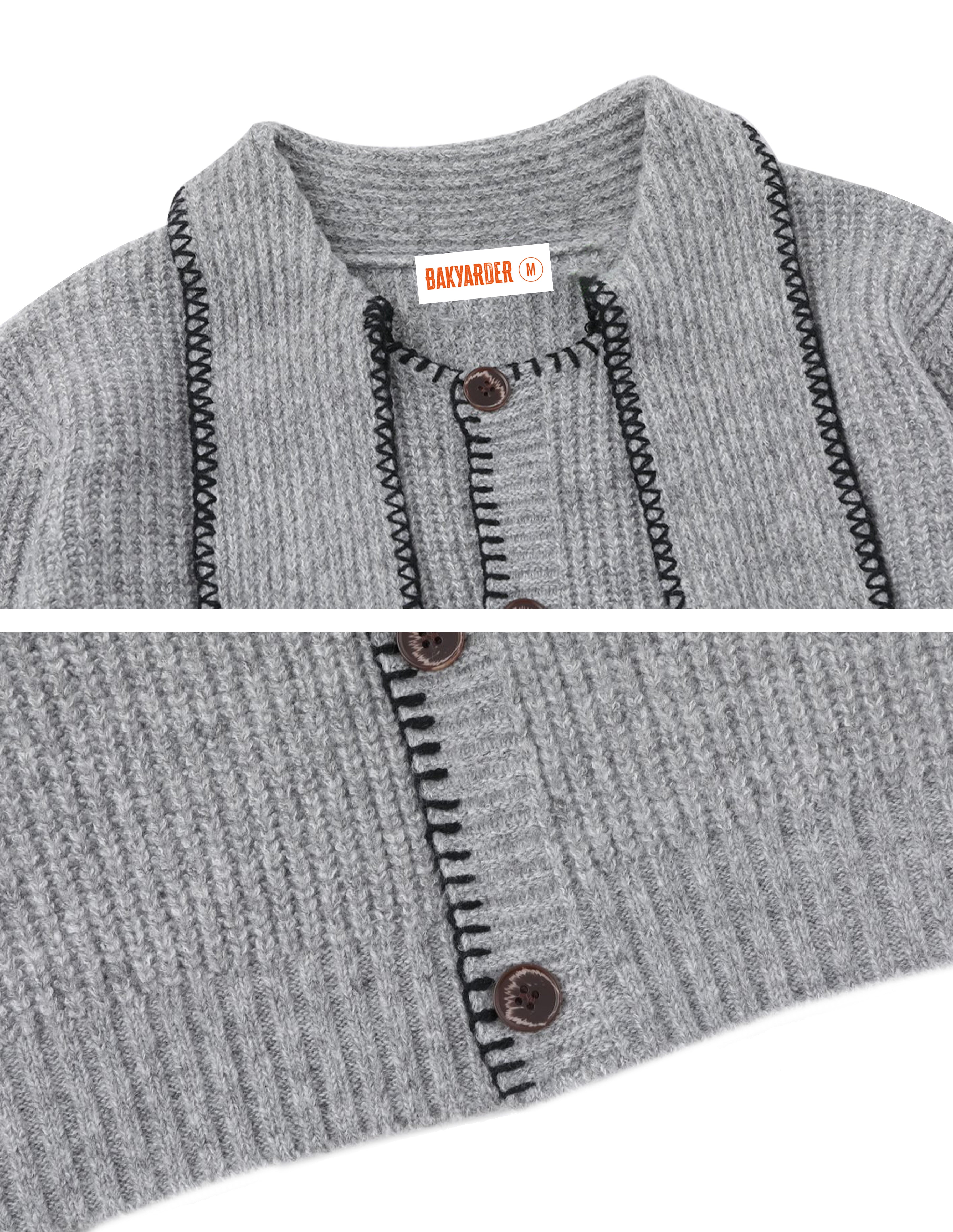 BAKYARDER Vintage Lapel Loose-Fit Knit Cardigan