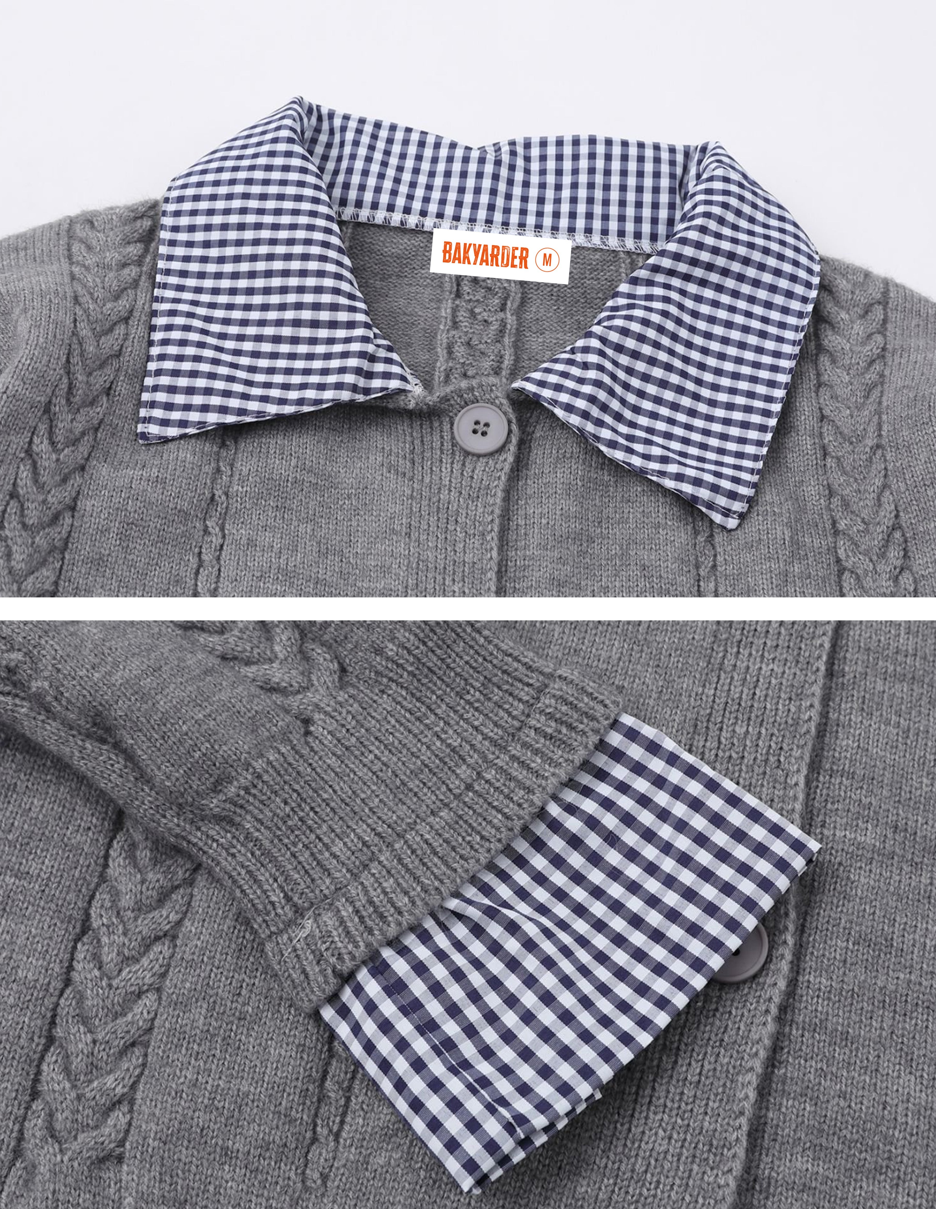 BAKYARDER Vintage Two-in-One Cable-Knit Cardigan Sweater