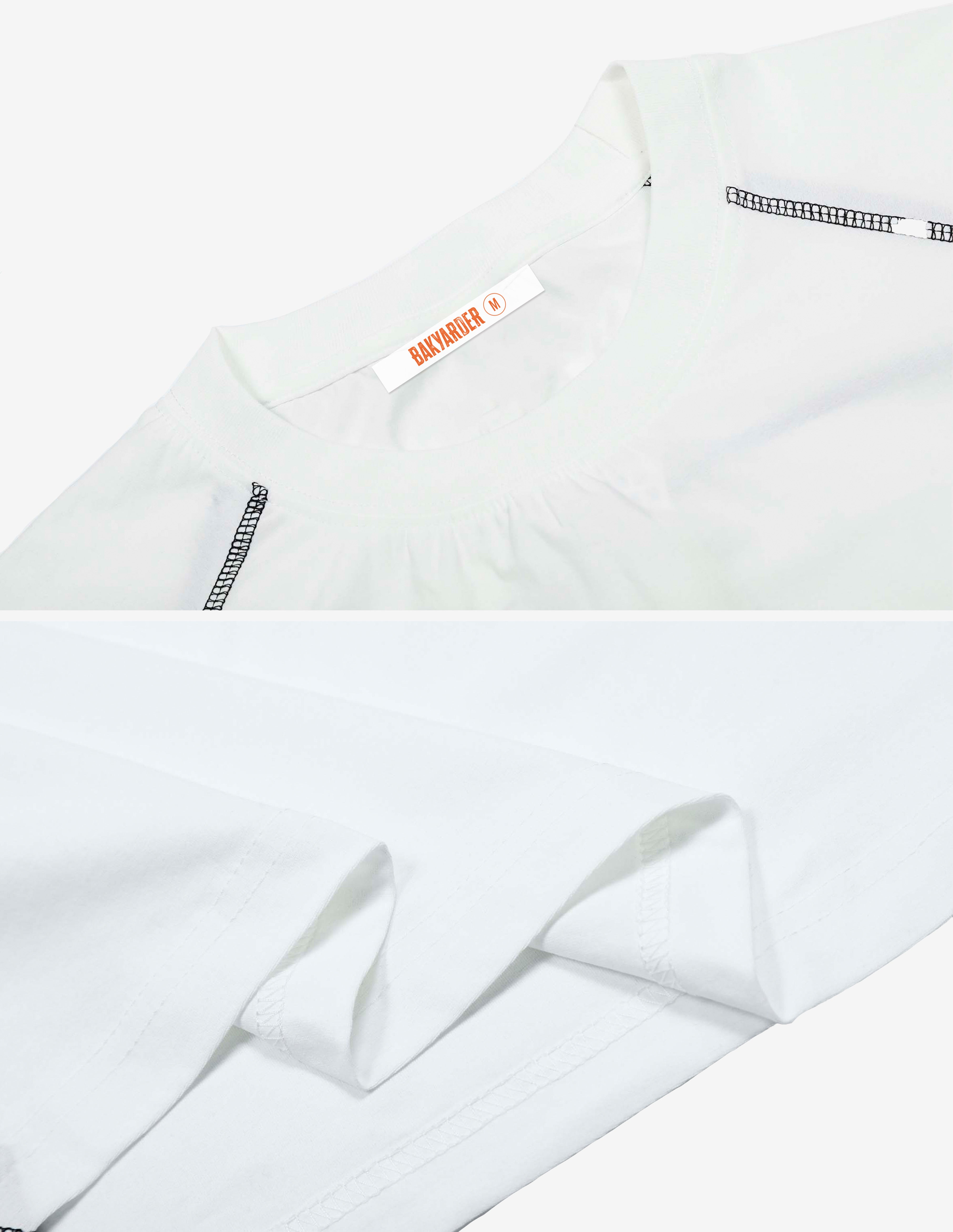 BAKYARDER Streetwear Color-Block Letter Print T-Shirt