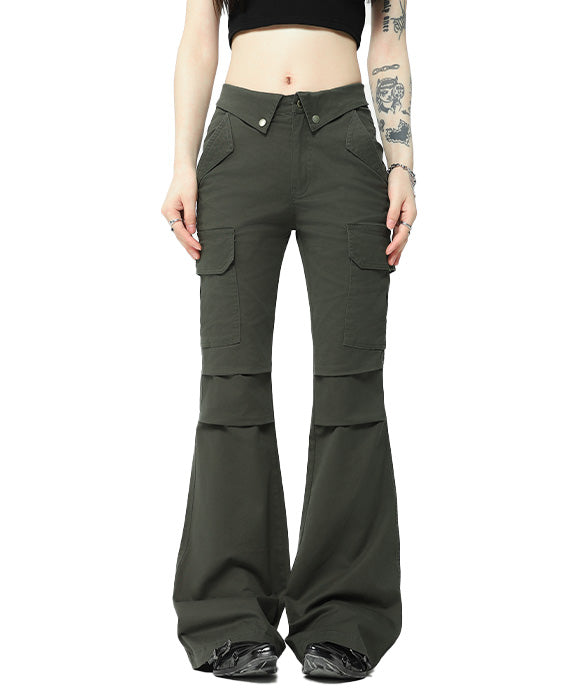 BAKYARDER Women's Vintage Flared Cargo Pants