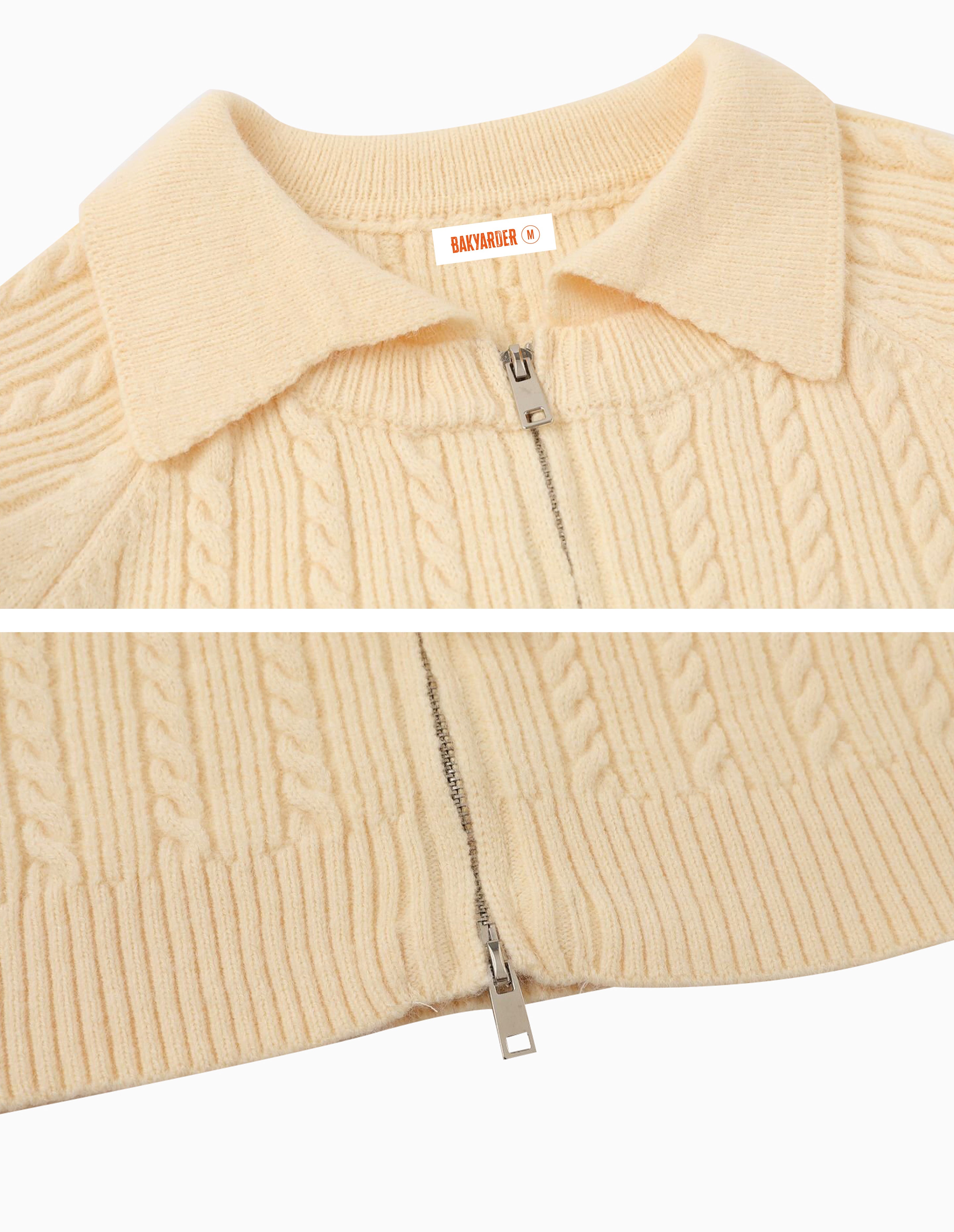 BAKYARDER Vintage Lapel Patchwork Knit Cardigan Sweater