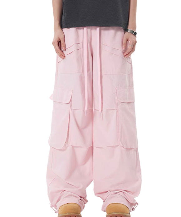 BAKYARDER Wrinkled Wide-Leg Multi-Pocket Cargo Pants