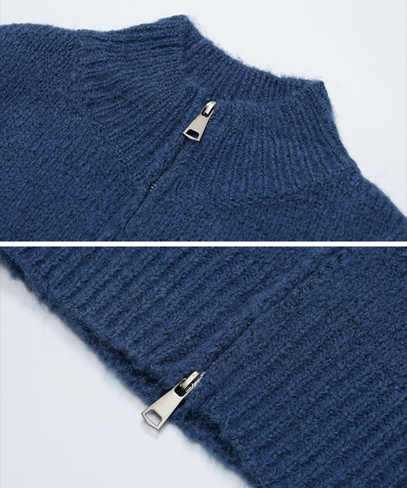 BAKYARDER Vintage Double Zipper Cardigan Sweater