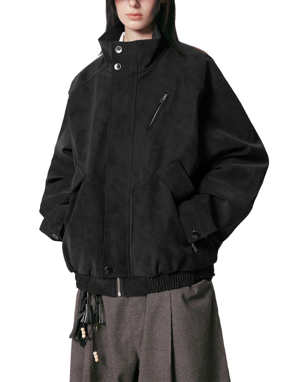 BAKYARDER 3D Panel Zip Pocket Moto PU Leather Jacket