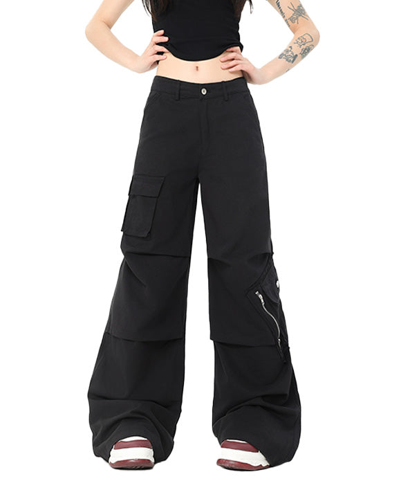 BAKYARDER Vintage Pleated Multi-pocket Utility Pants